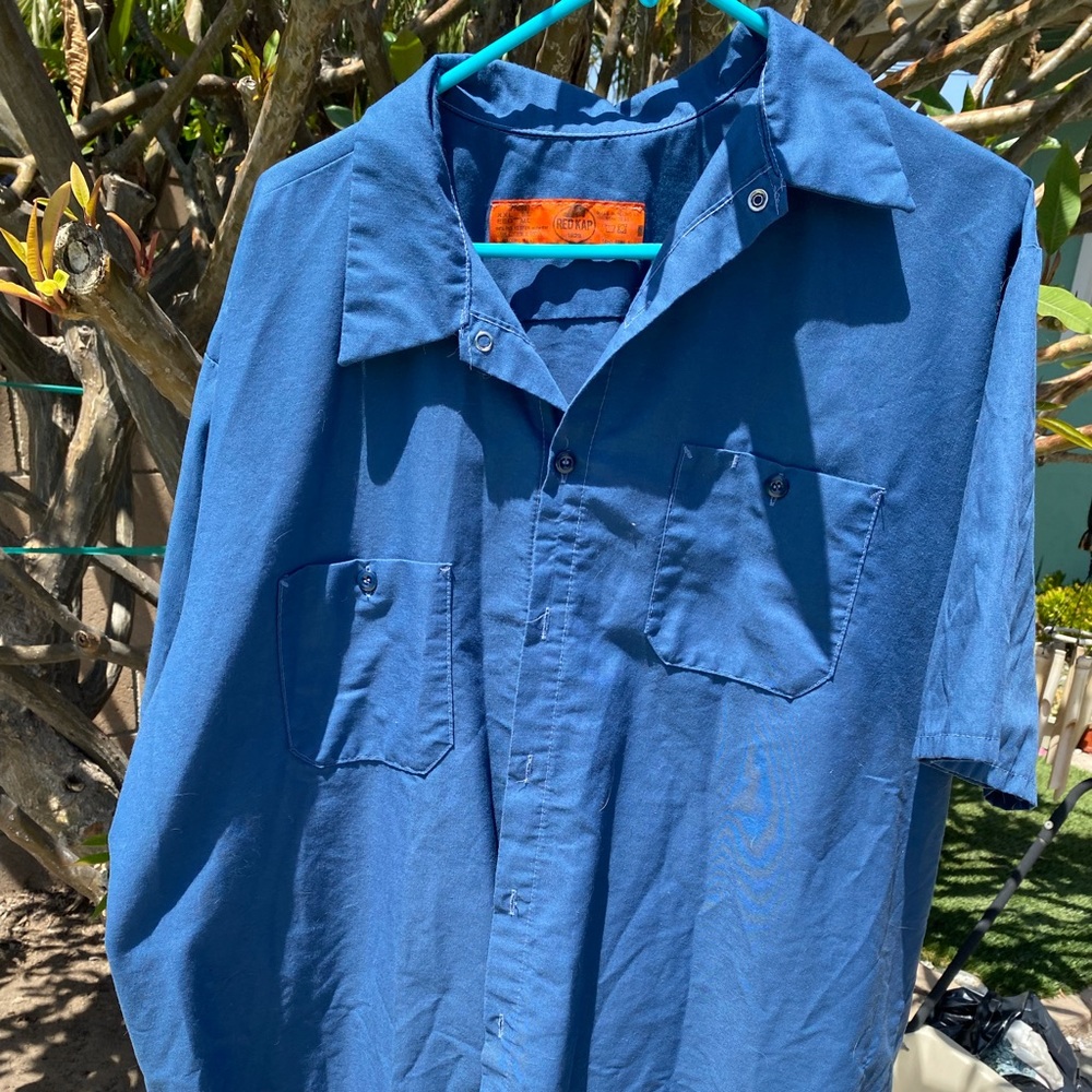 Red kap work shirt size XXL short sleeve blue rockabilly punk